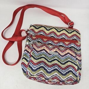 BAGGALLINI Cross Body Bag Colorful Rainbow Chevron Print Pattern